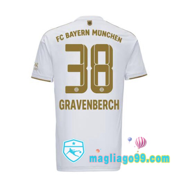Magliago - Passione Maglie Thai Affidabili Basso Costo Online Shop | Maglia Calcio Bayern Monaco (Gravenberch 38) Seconda Bianco 2022/2023