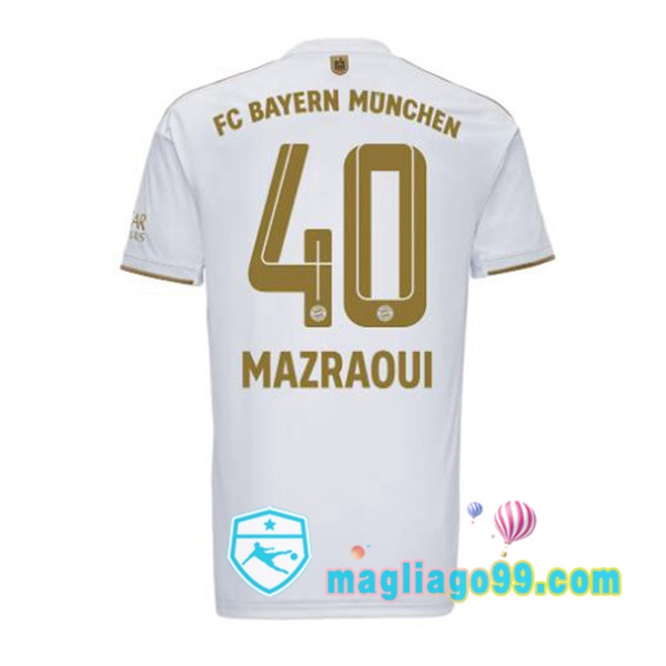 Magliago - Passione Maglie Thai Affidabili Basso Costo Online Shop | Maglia Calcio Bayern Monaco (Mazraoui 40) Seconda Bianco 2022/2023