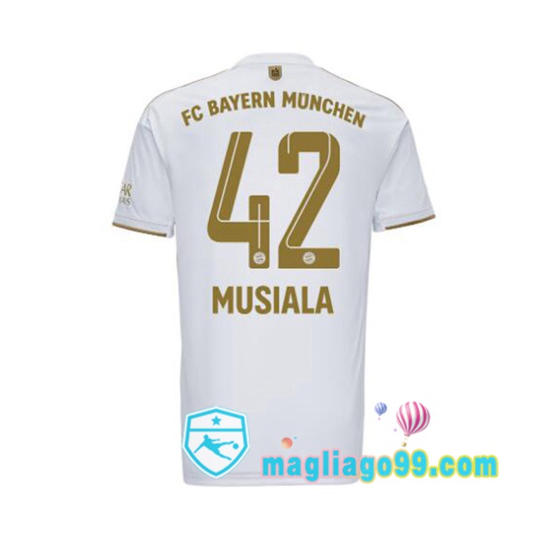 Magliago - Passione Maglie Thai Affidabili Basso Costo Online Shop | Maglia Calcio Bayern Monaco (Musiala 42) Seconda Bianco 2022/2023