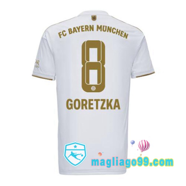 Magliago - Passione Maglie Thai Affidabili Basso Costo Online Shop | Maglia Calcio Bayern Monaco (Goretzka 8) Seconda Bianco 2022/2023