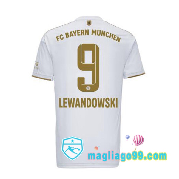 Magliago - Passione Maglie Thai Affidabili Basso Costo Online Shop | Maglia Calcio Bayern Monaco (Lewandowski 9) Seconda Bianco 2022/2023