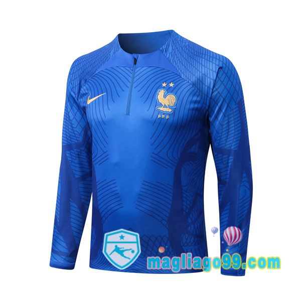 Magliago - Passione Maglie Thai Affidabili Basso Costo Online Shop | Felpa Calcio Francia Blu 2022/2023