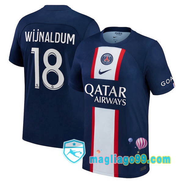 Magliago - Passione Maglie Thai Affidabili Basso Costo Online Shop | Maglia Calcio Paris PSG (Wijnaldum 18) Prima Blu Royal 2022/2023