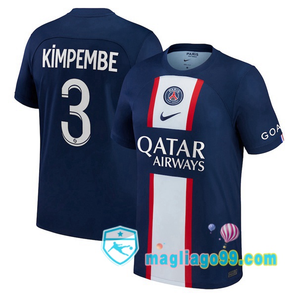 Magliago - Passione Maglie Thai Affidabili Basso Costo Online Shop | Maglia Calcio Paris PSG (Kimpembe 3) Prima Blu Royal 2022/2023