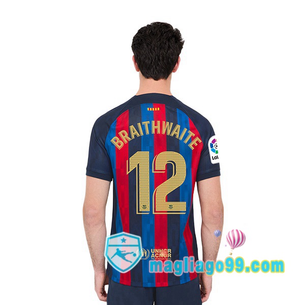 Magliago - Passione Maglie Thai Affidabili Basso Costo Online Shop | Maglia Calcio FC Barcellona (Martin Braithwaite 12) Prima Rosso Blu 2022/2023