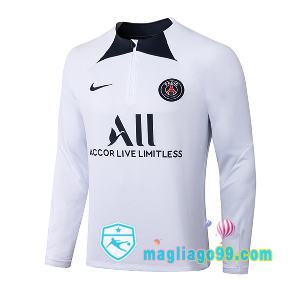Magliago - Passione Maglie Thai Affidabili Basso Costo Online Shop | Felpa Calcio Paris PSG Bianco 2022/2023