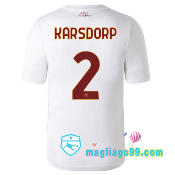 Magliago - Passione Maglie Thai Affidabili Basso Costo Online Shop | Maglia AS Roma (KARSDORP 2) Seconda Bianco 2022/2023