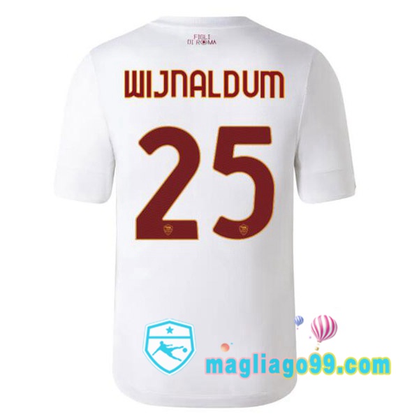 Magliago - Passione Maglie Thai Affidabili Basso Costo Online Shop | Maglia AS Roma (WIJNALDUM 25) Seconda Bianco 2022/2023