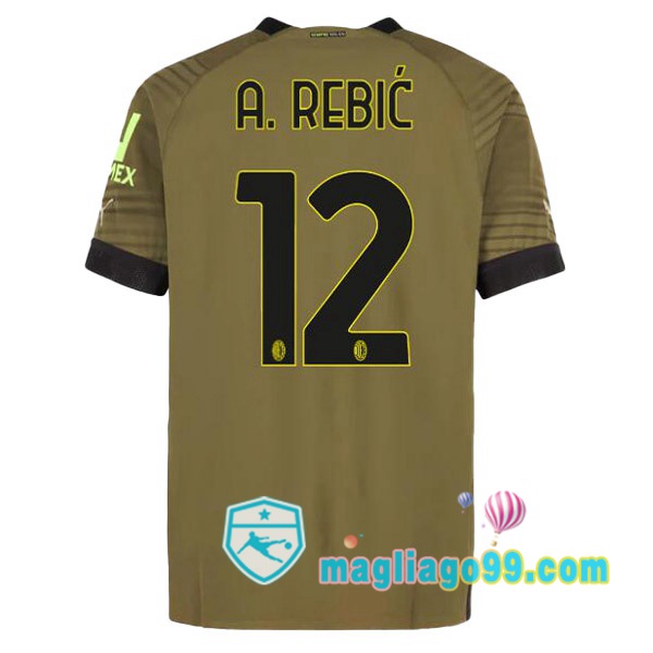 Magliago - Passione Maglie Thai Affidabili Basso Costo Online Shop | Maglia AC Milan (A. REBIĆ 12) Terza Marrone 2022/2023
