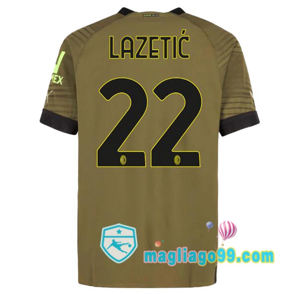 Magliago - Passione Maglie Thai Affidabili Basso Costo Online Shop | Maglia AC Milan (LAZETIĆ 22) Terza Marrone 2022/2023