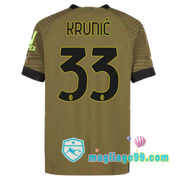 Magliago - Passione Maglie Thai Affidabili Basso Costo Online Shop | Maglia AC Milan (KRUNIĆ 33) Terza Marrone 2022/2023