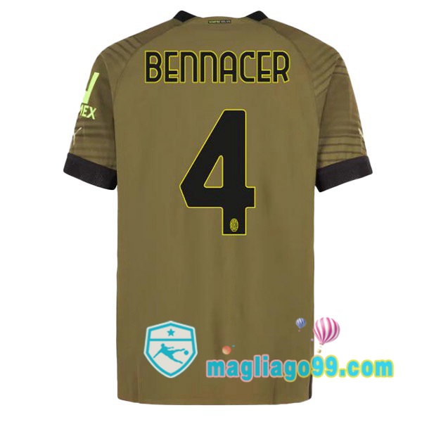 Magliago - Passione Maglie Thai Affidabili Basso Costo Online Shop | Maglia AC Milan (BENNACER 4) Terza Marrone 2022/2023