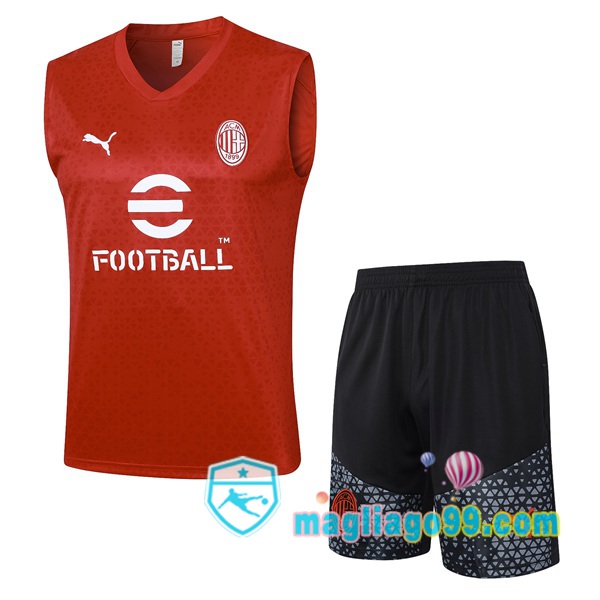 Magliago - Passione Maglie Thai Affidabili Basso Costo Online Shop | Gilet Calcio AC Milan + Shorts Rosso 2023/2024