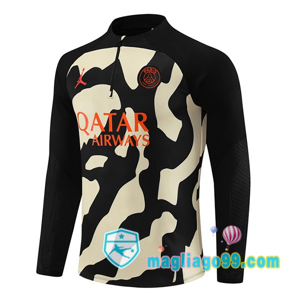 Magliago - Passione Maglie Thai Affidabili Basso Costo Online Shop | Felpa Calcio JORDAN Paris PSG Nero Giallo 2023/2024