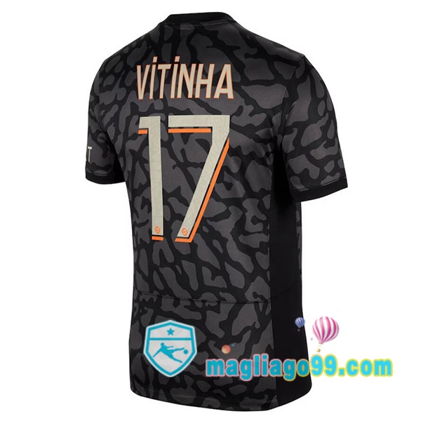 Magliago - Passione Maglie Thai Affidabili Basso Costo Online Shop | Maglia Paris PSG (Vitinha 17) Terza Nero 2023/2024