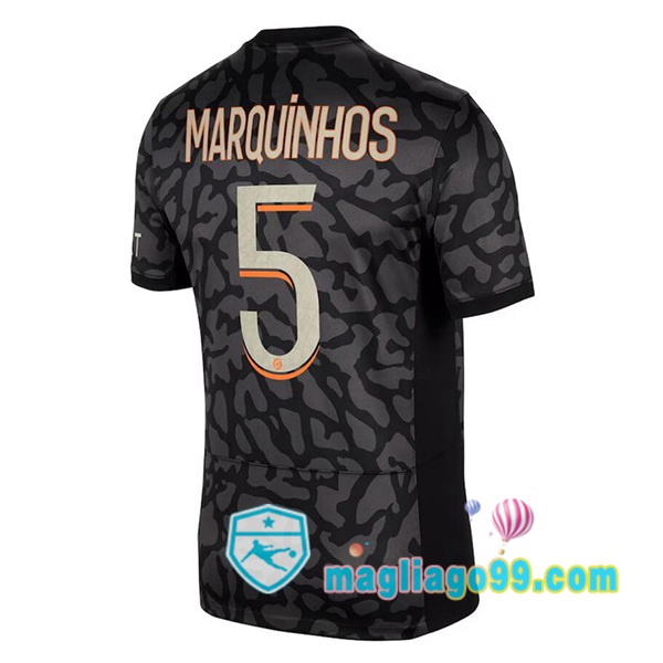 Magliago - Passione Maglie Thai Affidabili Basso Costo Online Shop | Maglia Paris PSG (Marquinhos 5) Terza Nero 2023/2024