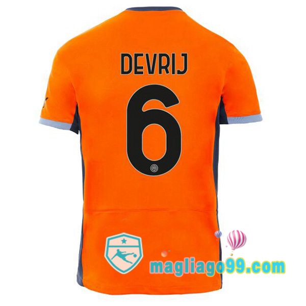 Magliago - Passione Maglie Thai Affidabili Basso Costo Online Shop | Maglia Inter Milan (DE VRIJ 6) Terza Arancione 2023/2024