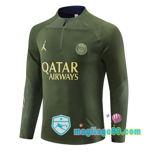 Magliago - Passione Maglie Thai Affidabili Basso Costo Online Shop | Felpa Calcio JORDAN Paris PSG Verde 2023/2024