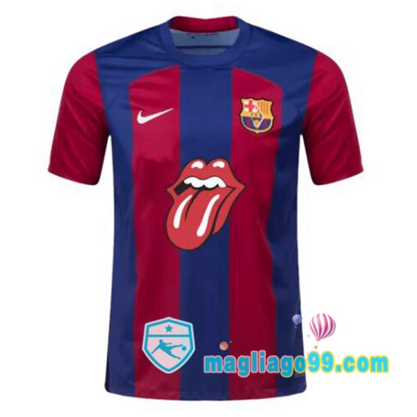 Magliago - Passione Maglie Thai Affidabili Basso Costo Online Shop | Maglia FC Barcellona Rolling Stones Blu Rosso 2023/2024