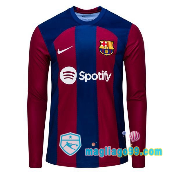 Magliago - Passione Maglie Thai Affidabili Basso Costo Online Shop | Maglia FC Barcellona Prima Maniche Lunghe Blu Rosso 2023/2024