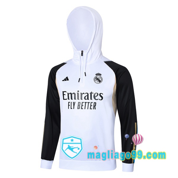 Magliago - Passione Maglie Thai Affidabili Basso Costo Online Shop | Felpa con cappuccio Real Madrid Bianco 2023/2024