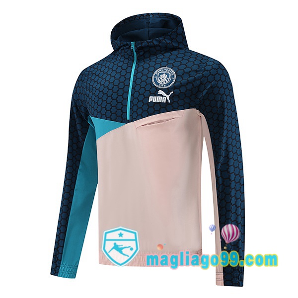 Magliago - Passione Maglie Thai Affidabili Basso Costo Online Shop | Giacca Con Cappuccio Manchester City Blu Rosa 2023/2024
