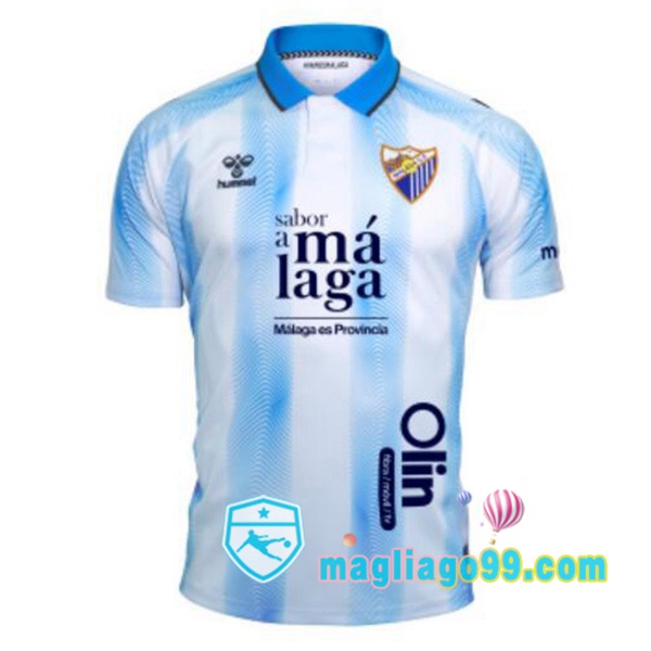 Magliago - Passione Maglie Thai Affidabili Basso Costo Online Shop | Maglia Malaga Prima Bianco Blu 2023/2024