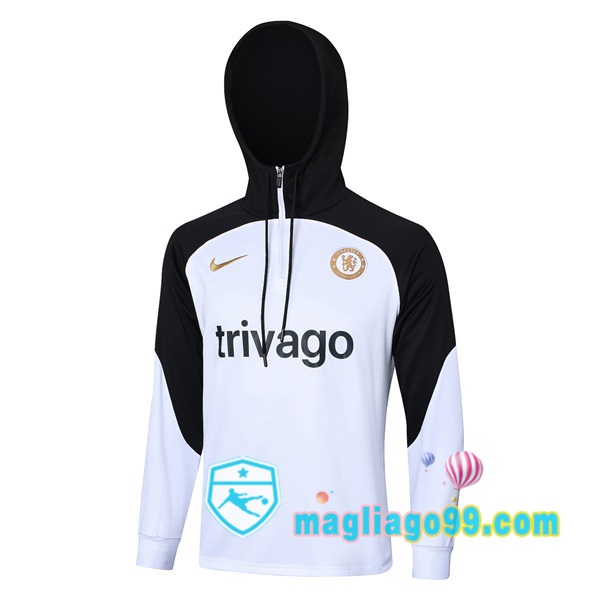 Magliago - Passione Maglie Thai Affidabili Basso Costo Online Shop | Felpa con cappuccio FC Chelsea Bianco Nero 2023/2024