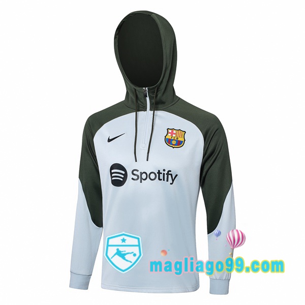 Magliago - Passione Maglie Thai Affidabili Basso Costo Online Shop | Felpa con cappuccio FC Barcellona Bianco Verde 2023/2024