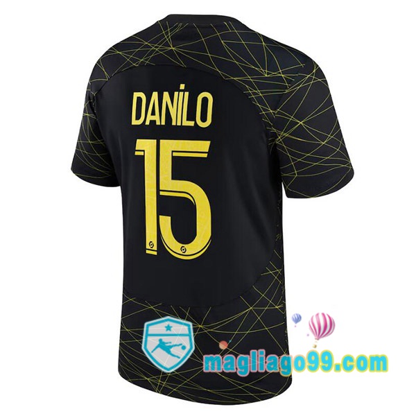 Magliago - Passione Maglie Thai Affidabili Basso Costo Online Shop | Maglia Paris PSG (DANILO 15) Quattro Nero 2022/2023