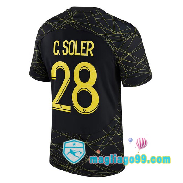 Magliago - Passione Maglie Thai Affidabili Basso Costo Online Shop | Maglia Paris PSG (C. SOLER 28) Quattro Nero 2022/2023