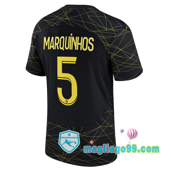 Magliago - Passione Maglie Thai Affidabili Basso Costo Online Shop | Maglia Paris PSG (MARQUINHOS 5) Quattro Nero 2022/2023