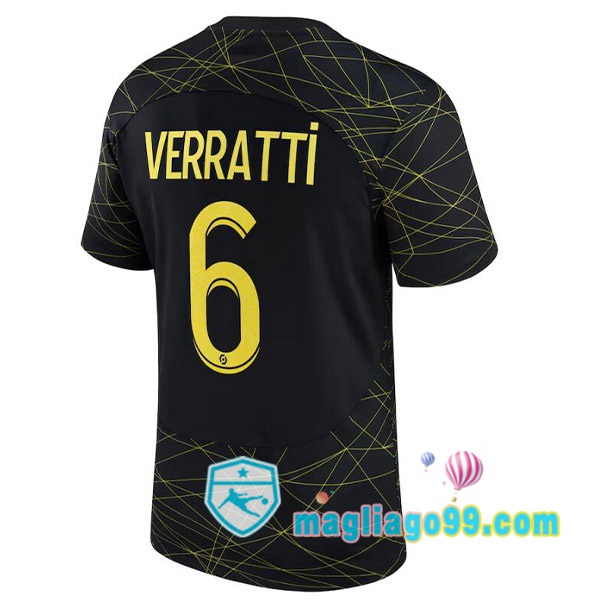 Magliago - Passione Maglie Thai Affidabili Basso Costo Online Shop | Maglia Paris PSG (VERRATTI 6) Quattro Nero 2022/2023