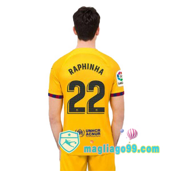 Magliago - Passione Maglie Thai Affidabili Basso Costo Online Shop | Maglia FC Barcellona (RAPHINHA 22) Quattro Giallo 2022/2023