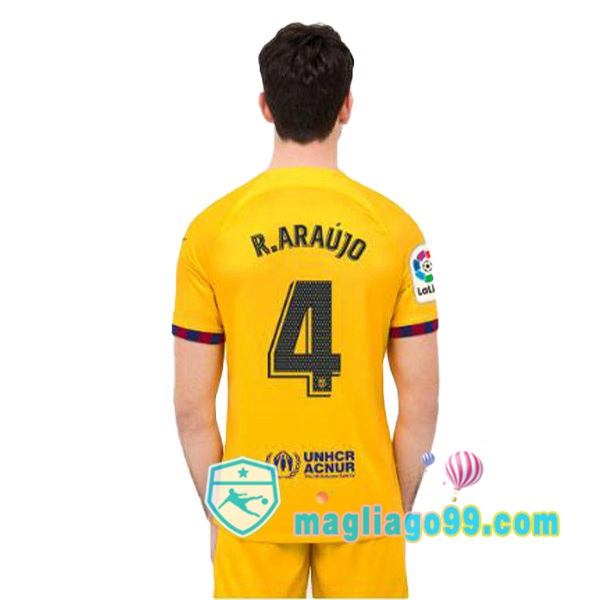 Magliago - Passione Maglie Thai Affidabili Basso Costo Online Shop | Maglia FC Barcellona (R. ARAUJO 4) Quattro Giallo 2022/2023