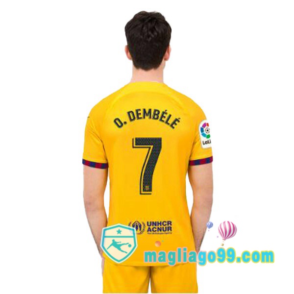 Magliago - Passione Maglie Thai Affidabili Basso Costo Online Shop | Maglia FC Barcellona (O. DEMBÉLÉ 7) Quattro Giallo 2022/2023