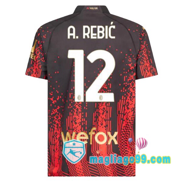 Magliago - Passione Maglie Thai Affidabili Basso Costo Online Shop | Maglia AC Milan (A. REBIĆ 12) Quattro Rosso Nero 2022/2023