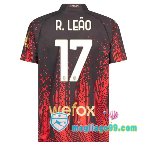 Magliago - Passione Maglie Thai Affidabili Basso Costo Online Shop | Maglia AC Milan (R. LEÃO 17) Quattro Rosso Nero 2022/2023
