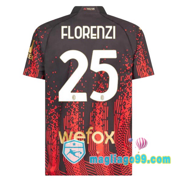 Magliago - Passione Maglie Thai Affidabili Basso Costo Online Shop | Maglia AC Milan (FLORENZI 25) Quattro Rosso Nero 2022/2023