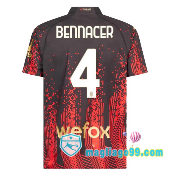 Magliago - Passione Maglie Thai Affidabili Basso Costo Online Shop | Maglia AC Milan (BENNACER 4) Quattro Rosso Nero 2022/2023