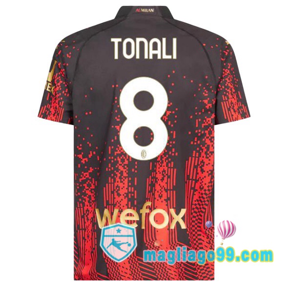 Magliago - Passione Maglie Thai Affidabili Basso Costo Online Shop | Maglia AC Milan (TONALI 8) Quattro Rosso Nero 2022/2023