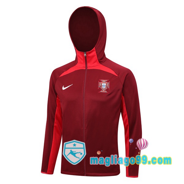 Magliago - Passione Maglie Thai Affidabili Basso Costo Online Shop | Giacca Con Cappuccio Portogallo Rosso 2023/2024