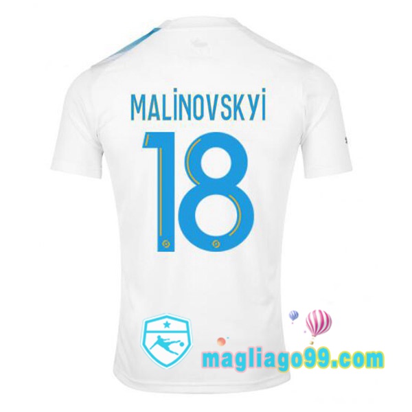 Magliago - Passione Maglie Thai Affidabili Basso Costo Online Shop | Maglia Marsiglia OM (MALINOVSKYI 18) Edizione 30°Anniversario Bianco Blu 2022/2023