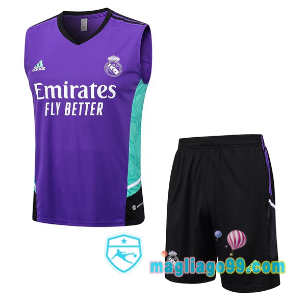 Magliago - Passione Maglie Thai Affidabili Basso Costo Online Shop | Gilet Calcio Real Madrid + Shorts Porpora 2023/2024