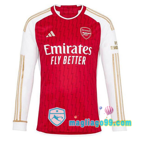 Magliago - Passione Maglie Thai Affidabili Basso Costo Online Shop | Maglia Arsenal Prima Maniche Lunghe Rosso Bianco 2023/2024