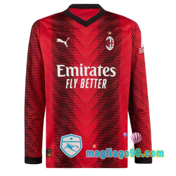 Magliago - Passione Maglie Thai Affidabili Basso Costo Online Shop | Maglia AC Milan Prima Maniche Lunghe Rosso 2023/2024