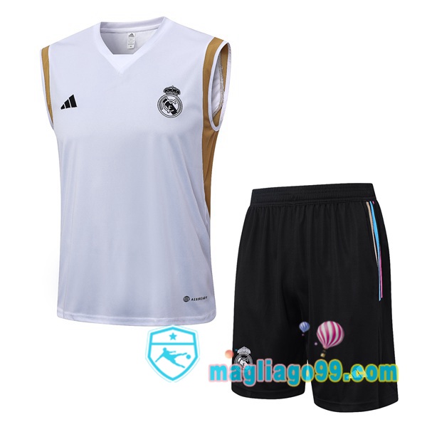 Magliago - Passione Maglie Thai Affidabili Basso Costo Online Shop | Gilet Calcio Real Madrid + Shorts Bianco 2023/2024