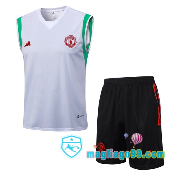 Magliago - Passione Maglie Thai Affidabili Basso Costo Online Shop | Gilet Calcio Manchester United + Shorts Bianco 2023/2024