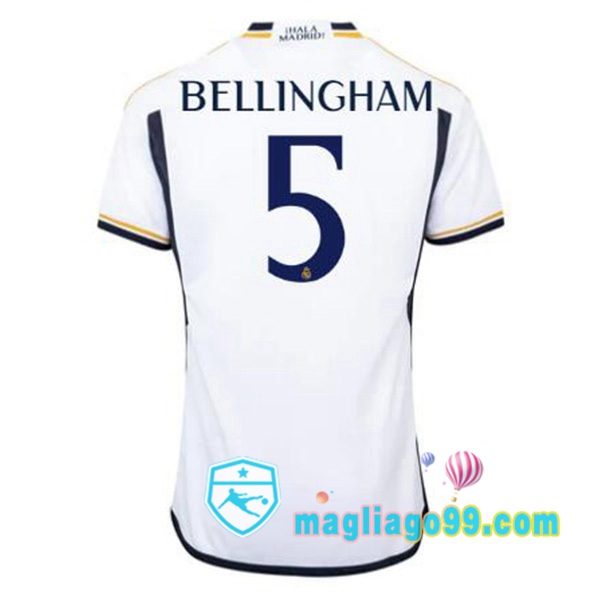 Magliago - Passione Maglie Thai Affidabili Basso Costo Online Shop | Maglia Real Madrid (Bellingham 5) Prima Bianco 2023/2024