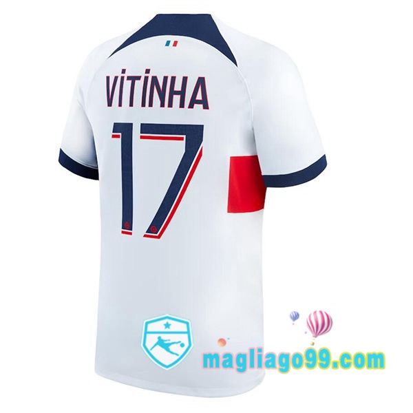 Magliago - Passione Maglie Thai Affidabili Basso Costo Online Shop | Maglia Paris PSG (Vitinha 17) Seconda Bianco 2023/2024